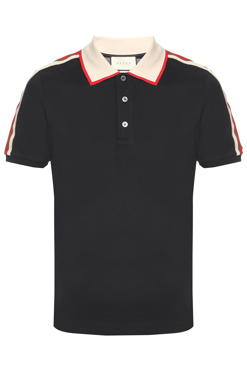 Black gucci clearance stripe polo shirt